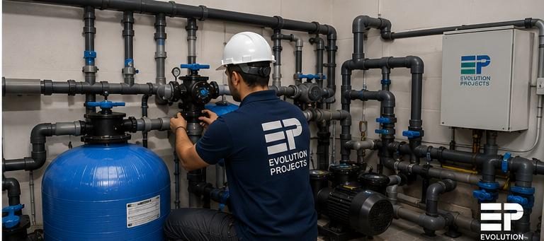 أنظمة فلترة وتعقيم المسابح — Evolution Projects
